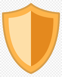 An icon of a two-toned orange and gold shield against a transparent background.