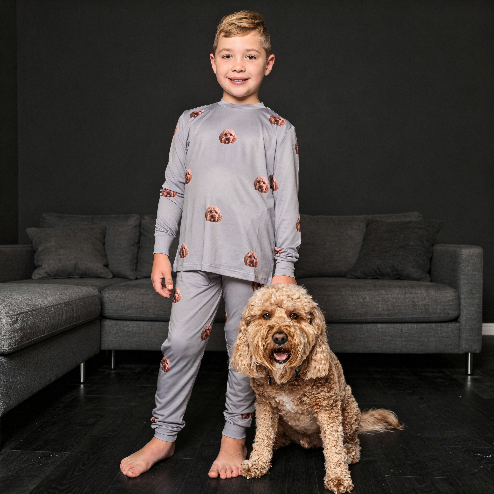 Kid wearing gray Joggers