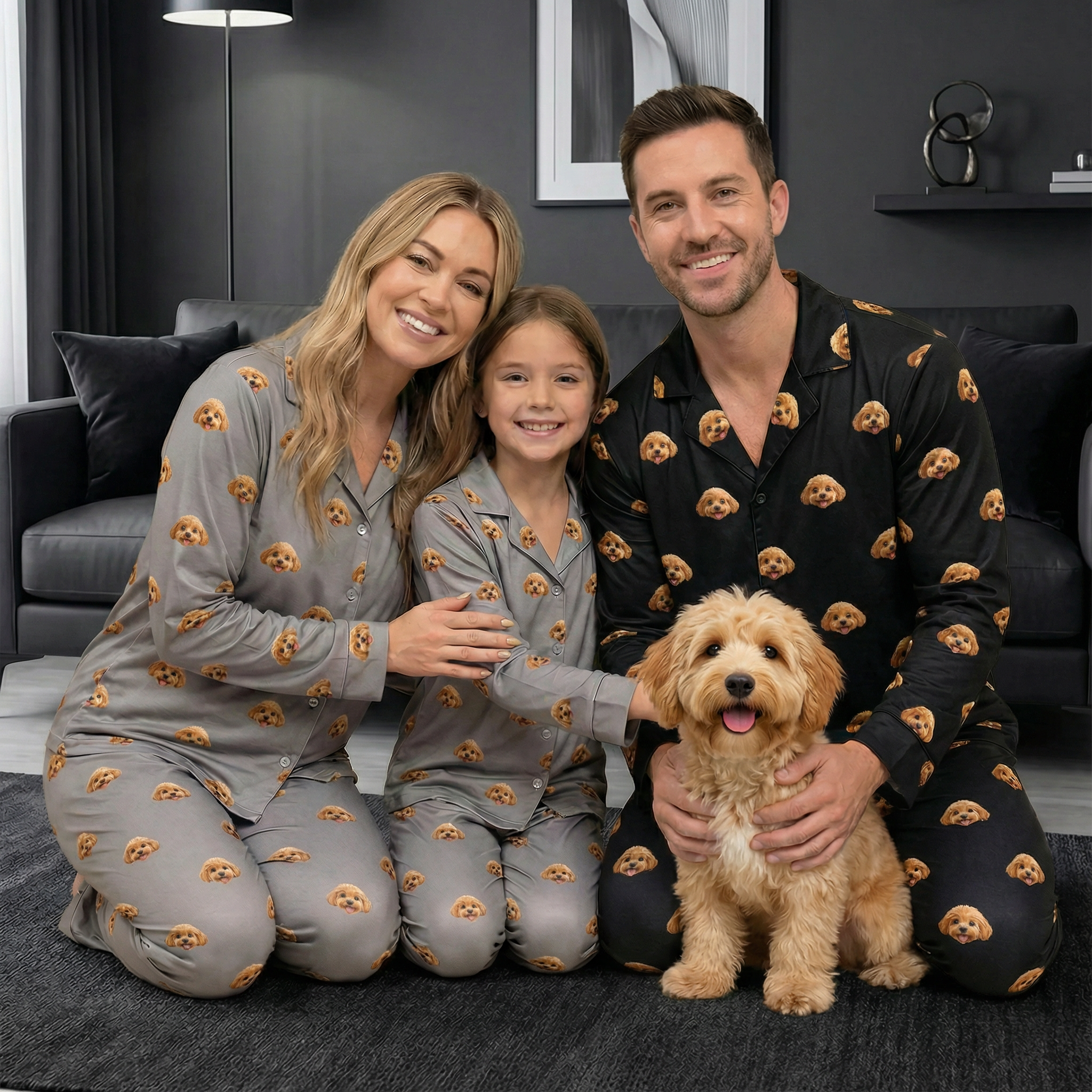 Family with matching pajamas