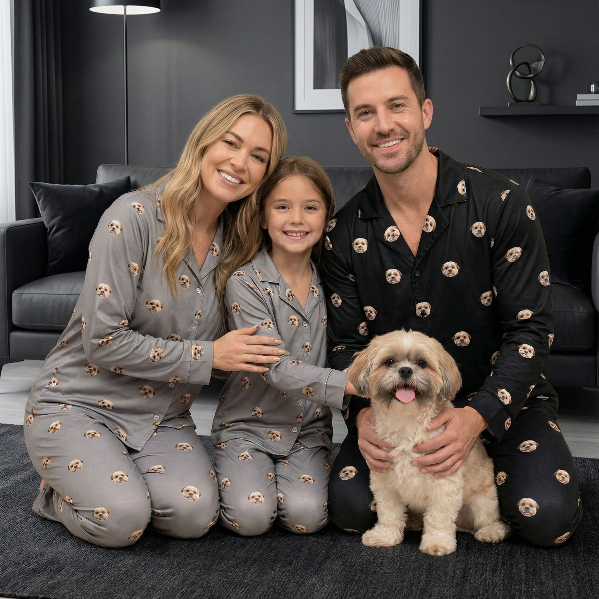 Family with matching pajamas