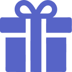 Blue gift box icon with a bow.