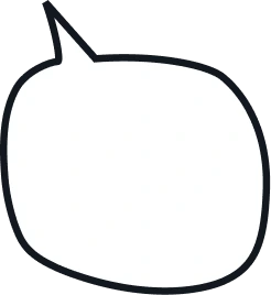 Simple black-outline speech bubble on white background.