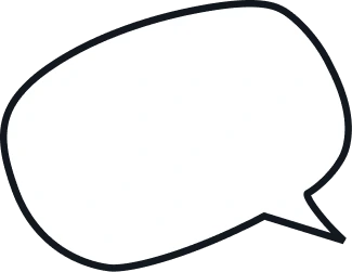 Empty speech bubble with a thick black outline.