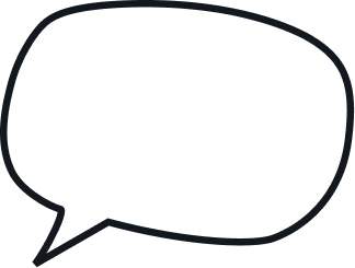 A blank speech bubble with a thick black outline.
