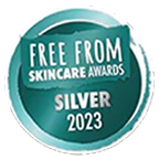 Silver 2023 Free From Skincare Awards badge.