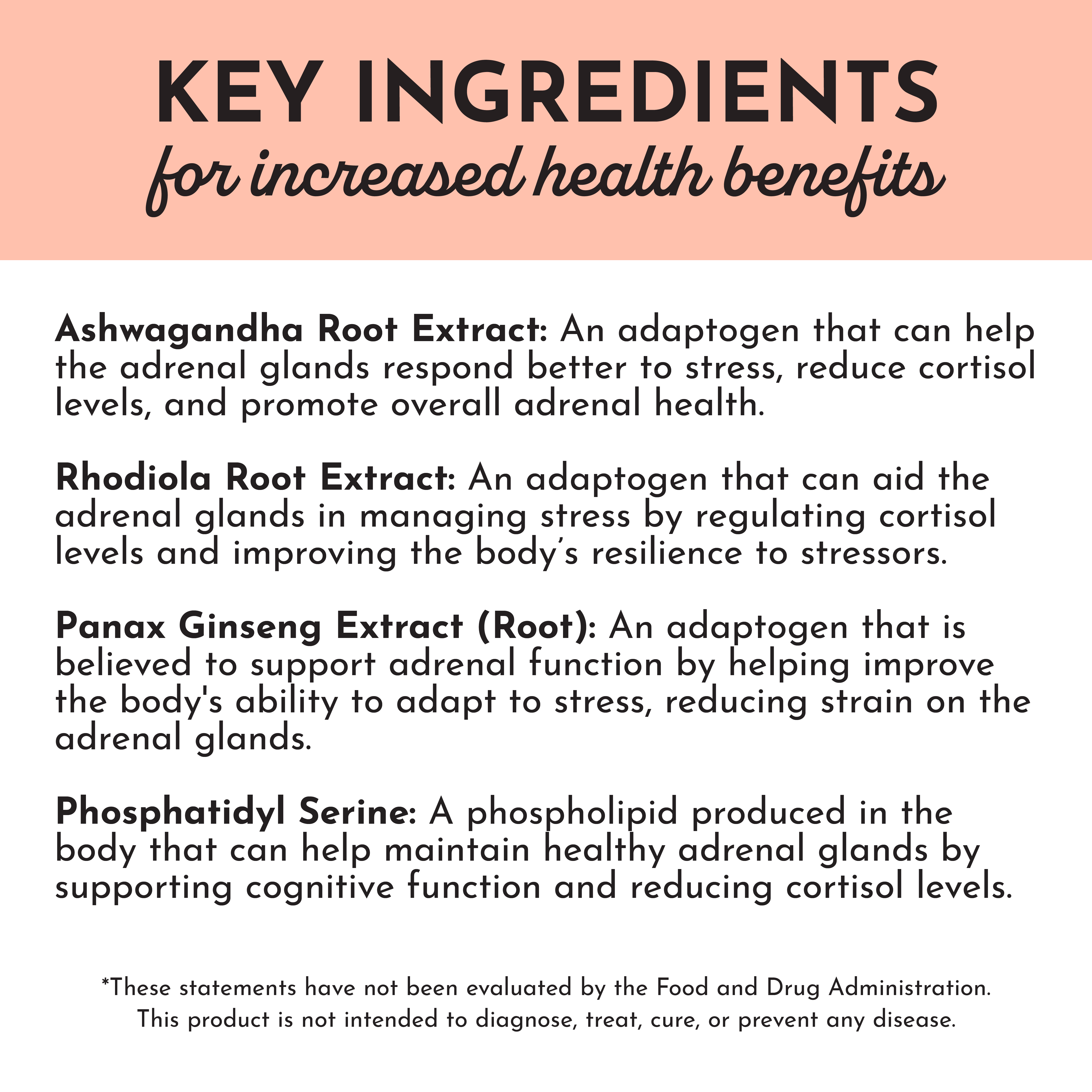 Text listing key ingredients for increased health benefits with descriptions.