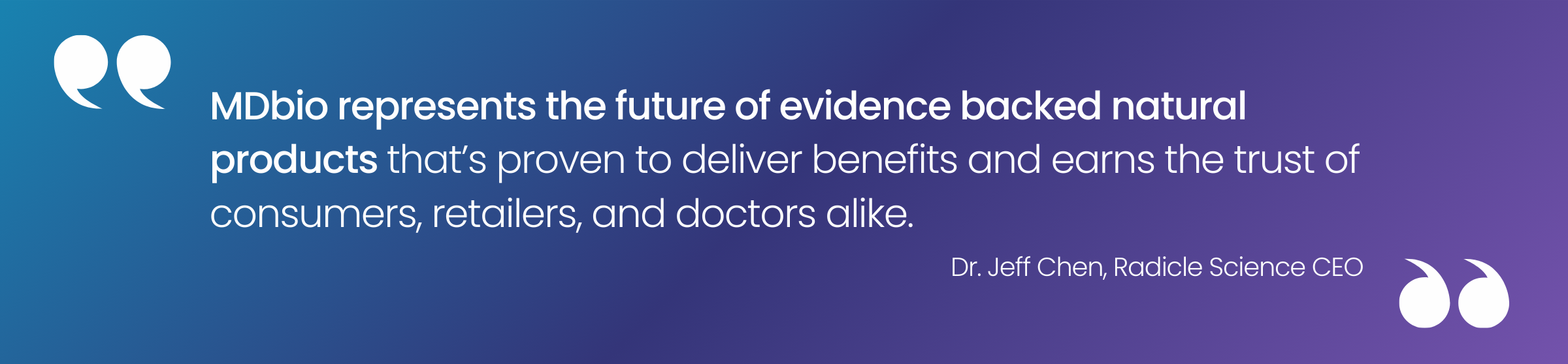 Quote about evidence-backed natural products on a blue-purple gradient background.