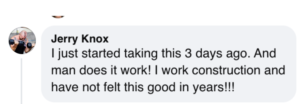 Profile picture and text message about feeling good after taking something.