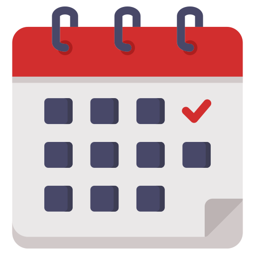 Illustration of a calendar with a red checkmark on one date.