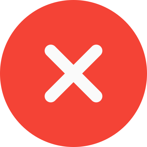 A red circle with a white 'X' in the center.