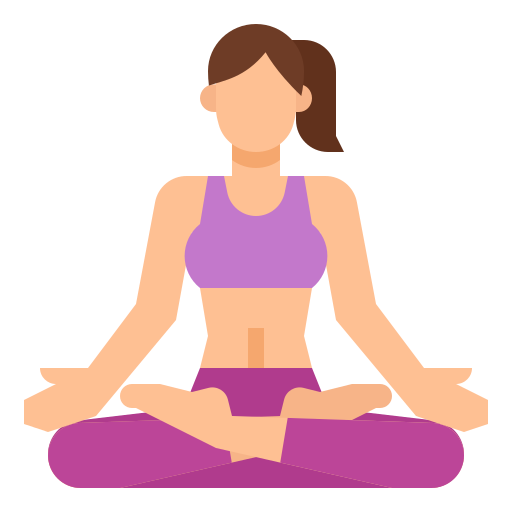 Illustration of a person in a yoga pose, sitting cross-legged.
