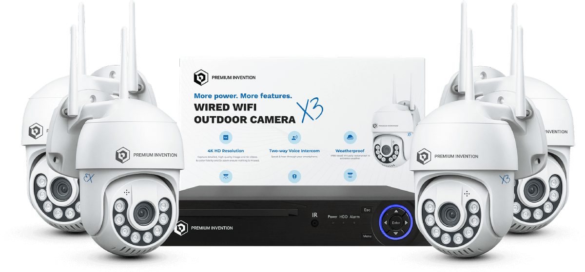 Optima X3 Pro wired WiFi outdoor security camera kit with 4K HD resolution, two-way talk, and weatherproof cameras
