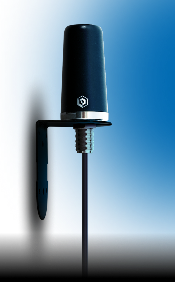 Premium Invention 5G Antenna Pro, a sleek black external high-gain antenna with mounting bracket, designed for enhanced 4G and 5G wireless connectivity