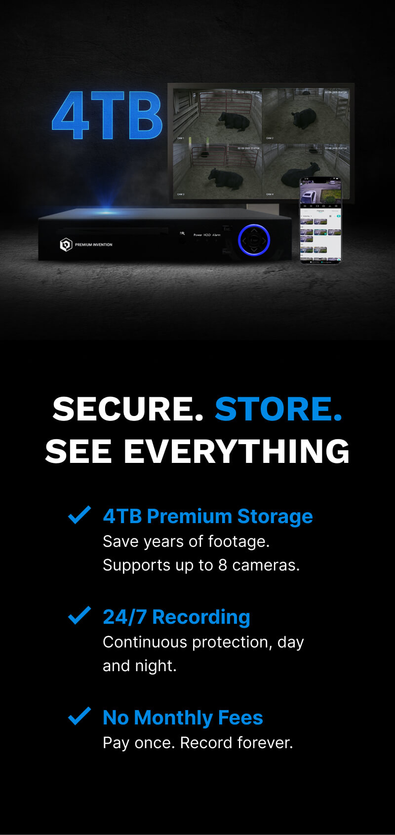 Optima X3 Pro 4TB NVR security system with live multi-camera view and mobile app monitoring for secure storage and comprehensive surveillance