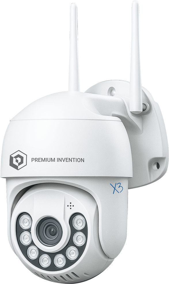 Optima X3 Pro outdoor PTZ security camera by Premium Invention with dual antennas and night vision