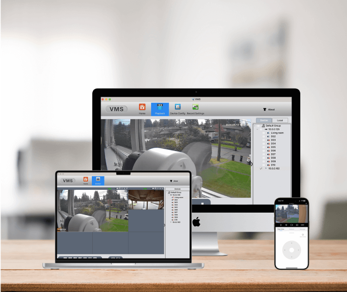 Step 4: Monitoring Optima X3 Pro security camera feeds on desktop, laptop, and mobile devices with VMS software
