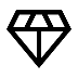 A simple black line icon of a cut diamond with facets.