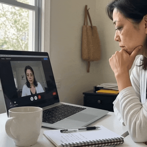 Woman researching the causes of dark circles