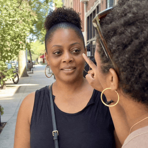 Woman being asked if she looks tired