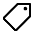 A black outline of a price tag icon on a white background.