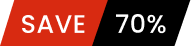 A red banner reading 'SAVE 70%' in white text.