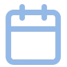 Simple blue calendar icon with a white background.