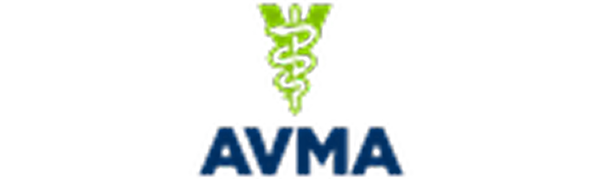Logo with green caduceus above blue 'AVMA' text.