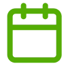 Green calendar icon with a simple design.