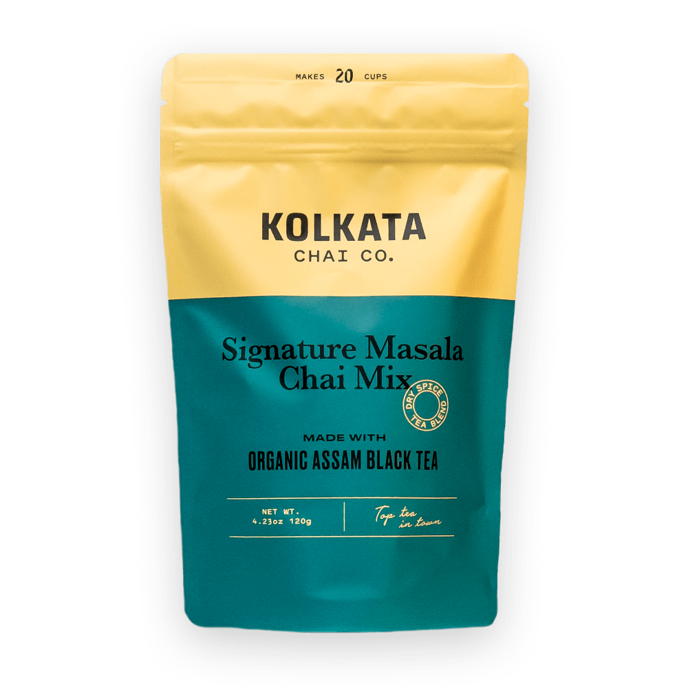 Kolkata Chai Co. Signature Masala Chai Mix package with organic Assam black tea.