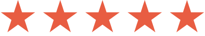 Five red-orange stars in a row on a black background.