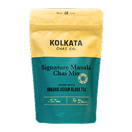 A pouch of Kolkata Chai Co. Signature Masala Chai Mix against a white background.
