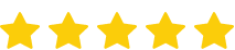 Five yellow stars in a row on a white background.
