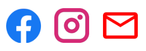 Icons of Facebook, Instagram, and an email envelope.