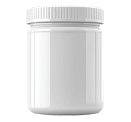 A plain, unlabeled white plastic jar with a ribbed screw-top lid against a white background.