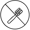 A black and white line icon of a toothbrush with a strikethrough in a circle.