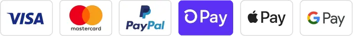 A row of payment method logos: Visa, Mastercard, PayPal, OPay, Apple Pay, and G Pay.