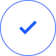 A blue circle with a white checkmark inside.
