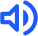 Blue speaker icon with sound waves on a gray background.