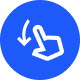 Blue icon with a hand and arrow indicating a swipe gesture.