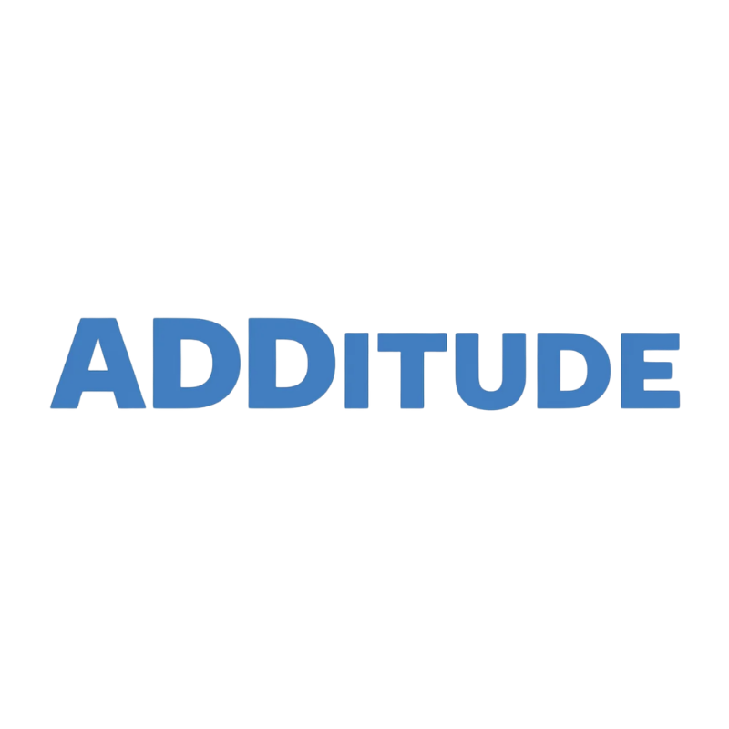 The word ADDITUDE in bold, blue, capital letters on a white background.