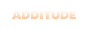 The word 'ADDITUDE' in a stylized, peach-colored gradient font.