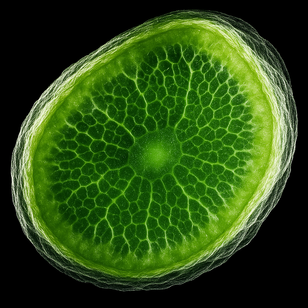 Close-up of a green lime slice with detailed texture.