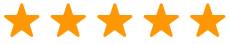 Five orange stars in a row, representing a rating.