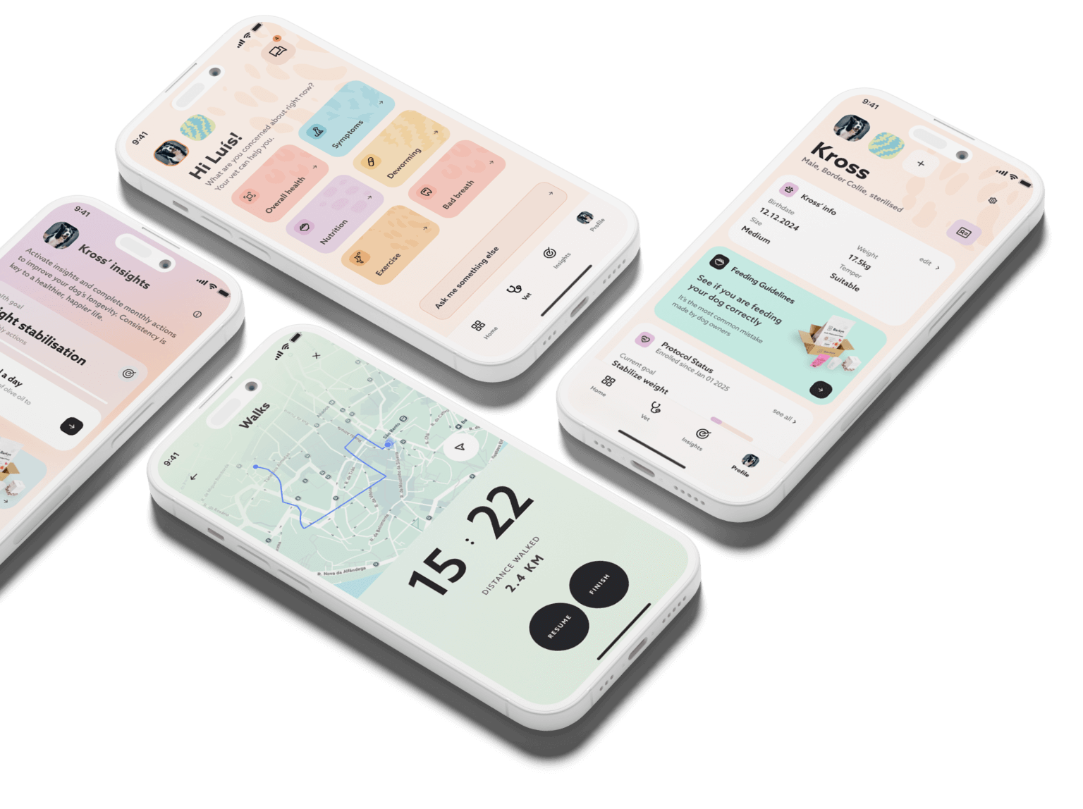 aplicação para telemóvel da Bakyn para acompanhar a saúde do cão