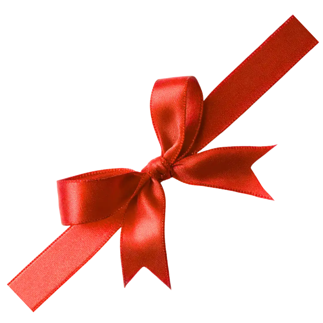 Red ribbon tied in a bow on a transparent background.