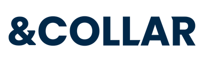 Blue text logo saying '&COLLAR' on a white background.