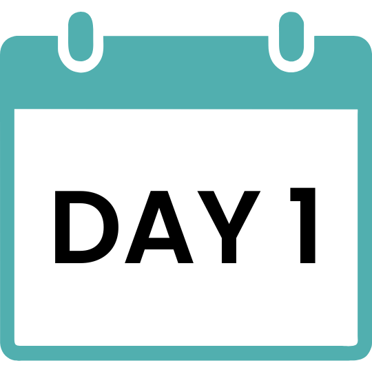 Teal calendar icon with blank space in the center.