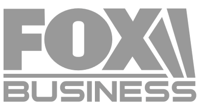 Logo of FOX Business in black and white.