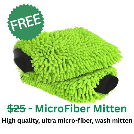 Washing a car in straight lines with a microfiber mitt