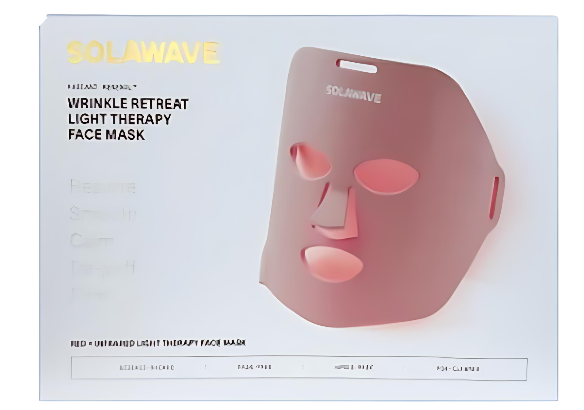 Pink wearable face mask for light therapy, with cutouts for eyes and mouth.